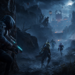 Legenden aus Apex Legends kämpfen in einer nebligen, nächtlichen Schlucht mit herbstlicher Halloween-Atmosphäre